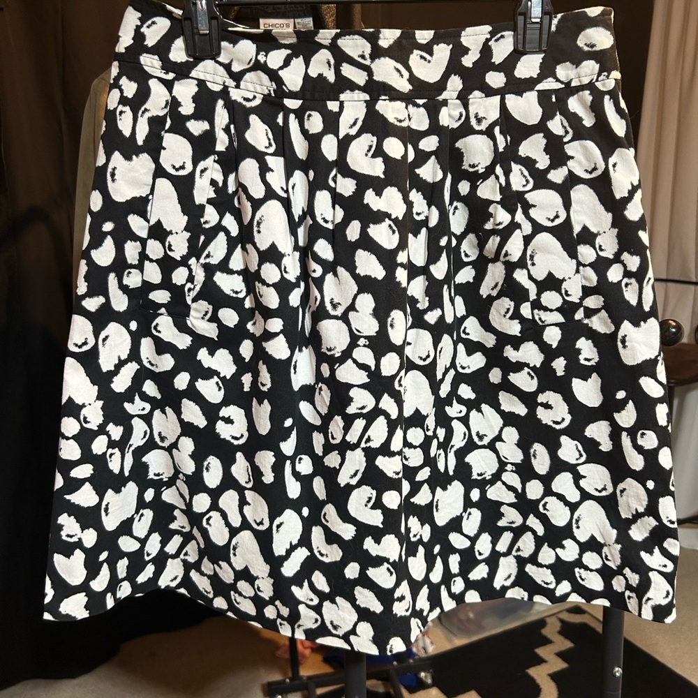 Michael Kors Black and White A-Line Skirt